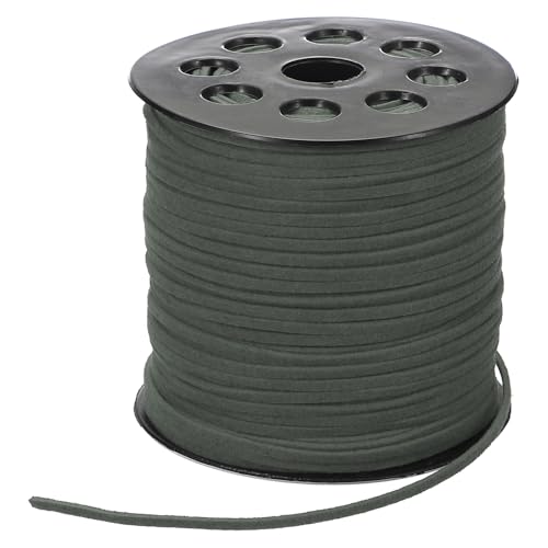 PATIKIL 1 Rolle Lederband, 90m x 2.6mm Lederschnur Faux Wildleder Schnur, Basteln Lederbänder, Lederbänder für Ketten, Armband, Halskette, DIY Handwerk, Dunkelgrau von PATIKIL