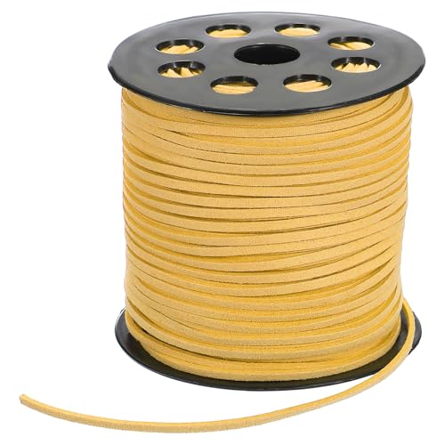 PATIKIL 1 Rolle Lederband, 90m x 2.6mm Lederschnur Faux Wildleder Schnur, Basteln Lederbänder, Lederbänder für Ketten, Armband, Halskette, DIY Handwerk, Gelb von PATIKIL