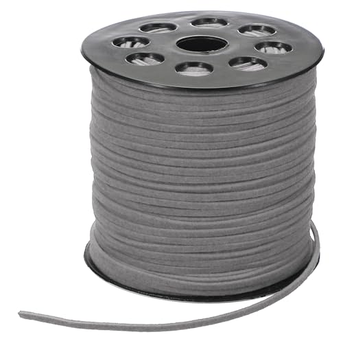 PATIKIL 1 Rolle Lederband, 90m x 2.6mm Lederschnur Faux Wildleder Schnur, Basteln Lederbänder, Lederbänder für Ketten, Armband, Halskette, DIY Handwerk, Hellgrau von PATIKIL