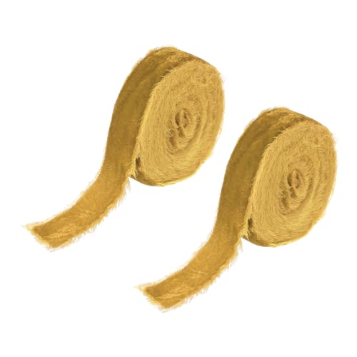 PATIKIL 1 Zoll Samtband, 2 Rollen Insgesamt 6 Yard Samt Ausgefranstes Fransenband Für Geschenkverpackung Blumenstrauß Hochzeitseinladungen, Goldton PATIKIL 1 Zoll Samtband, 2 Rollen Insgesamt 6 Yard Samt Ausgefranstes Fransenband Für Geschenkverpackung Blumenstrauß Hochzeitseinladungen, Goldton von PATIKIL