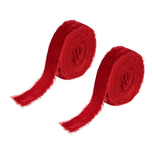 PATIKIL 1 Zoll Samtband 2 Rollen Insgesamt 6 Yard Samt Ausgefranstes Fransenband Für Geschenkverpackung Blumenstrauß Hochzeitseinladungen Rot PATIKIL 1 Zoll Samtband 2 Rollen Insgesamt 6 Yard Samt Ausgefranstes Fransenband Für Geschenkverpackung Blumenstrauß Hochzeitseinladungen Rot von PATIKIL
