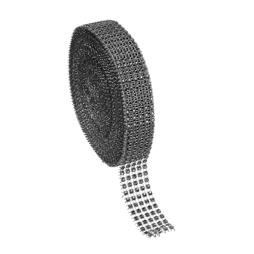 PATIKIL 1"x10 Yards Kristall Strass Mesh Band, 4mm Diamant Band Bling Wrap Strass Streifen für Basteln Hochzeit Party DIY Dekoration Schmuckherstellung, Schwarz von PATIKIL