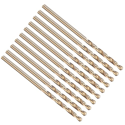 PATIKIL 1.8mm Bohrer, Jobber gerade Schaft M35 5% High-Speed-Stahl 135° Gold-Finish für Edelstahl-Hartmetall - 10er Pack von PATIKIL