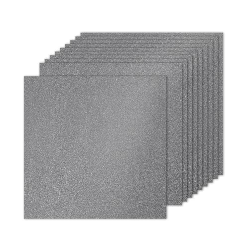 PATIKIL 10 Blätter Graues Glitzer Karton 10 x 10 Zoll, Glitzer Kartonpapier Quadratisch Premium Funkelndes Papier Bastelkartonpapier 250gsm für Scrapbook Karte DIY Kunst Hochzeit Party von PATIKIL