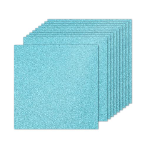 PATIKIL 10 Blätter Hellblauer Glitzer Karton 10 x 10 Zoll, Glitzer Kartonpapier Quadratisch Premium Funkelndes Papier Bastelkartonpapier 250gsm für Scrapbook Karte DIY Kunst Hochzeitsfeier von PATIKIL
