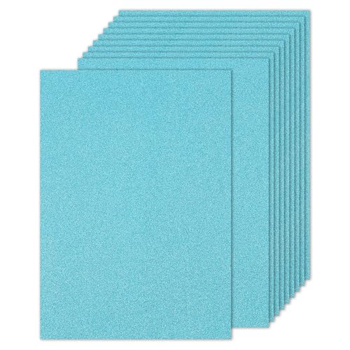 PATIKIL 10 Blätter hellblaues Glitzer Karton 8,5 x 11 Zoll, Glitzer Kartonpapier Rechteck Premium Funkelndes Papier Bastelkartonpapier 250gsm für Scrapbook Karte DIY Kunst Hochzeitsfeier von PATIKIL