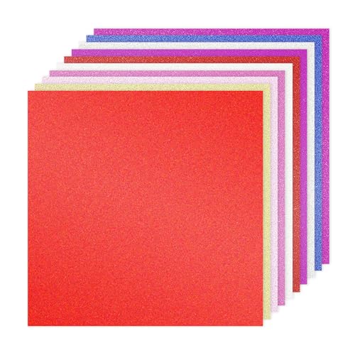 PATIKIL 10 Blatt Kartonpapier Quadratisch 250g - 30,5 x 30,5 cm - Dickes Bastelkarton zum Basteln Hochzeit Karton Glitzer Papier Stanzen DIY Deko Bastelpapier Bedruckbar, Mehrfarbig von PATIKIL