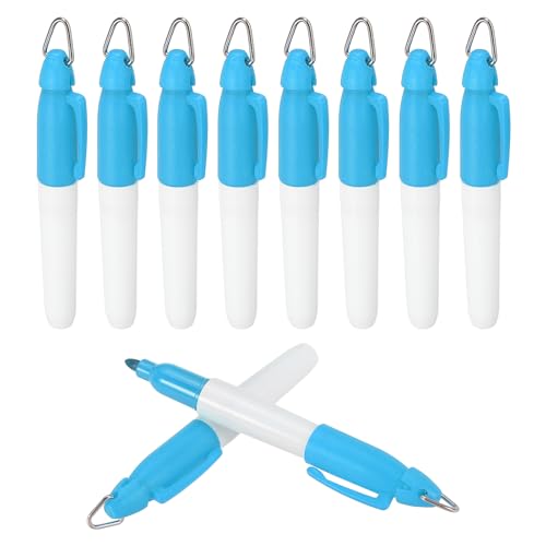 PATIKIL 10 Stk. Mini Permanent Marker mit Clips Golfball-Marker Stift Abzeichen Tinte Stifte Golf Schlüsselanhänger Clips für Home Office Zubehör Sport Outdoor-Aktivitäten, Hellblau von PATIKIL