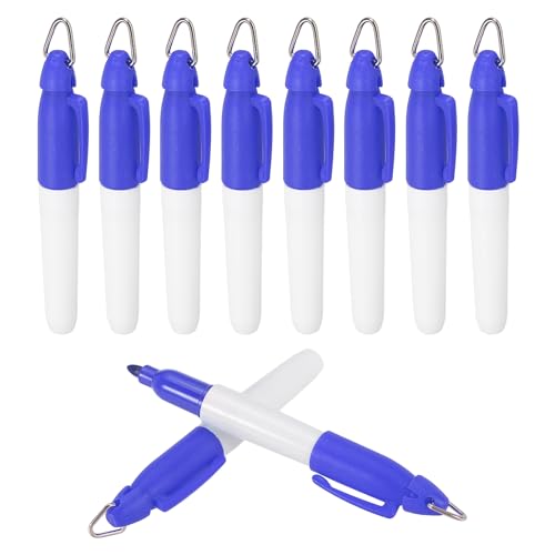 PATIKIL 10 Stück Mini Permanent Marker mit Clips Golfball Marker Stift Abzeichen Tinte Stifte Golf Schlüsselanhänger Clips für Home Office Zubehör Sport Outdoor Aktivitäten, Blau von PATIKIL