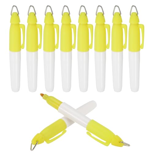 PATIKIL 10 Stück Mini Permanent Marker mit Clips Golfball Marker Stift Abzeichen Tinte Stifte Golf Schlüsselanhänger Clips für Home Office Zubehör Sport Outdoor Aktivitäten, Gelb von PATIKIL