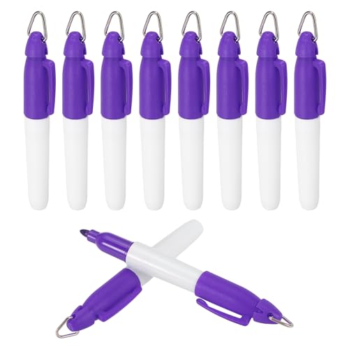PATIKIL 10 Stück Mini Permanent Marker mit Clips Golfball Marker Stift Abzeichen Tinte Stifte Golf Schlüsselanhänger Clips für Home Office Zubehör Sport Outdoor Aktivitäten, Lila von PATIKIL