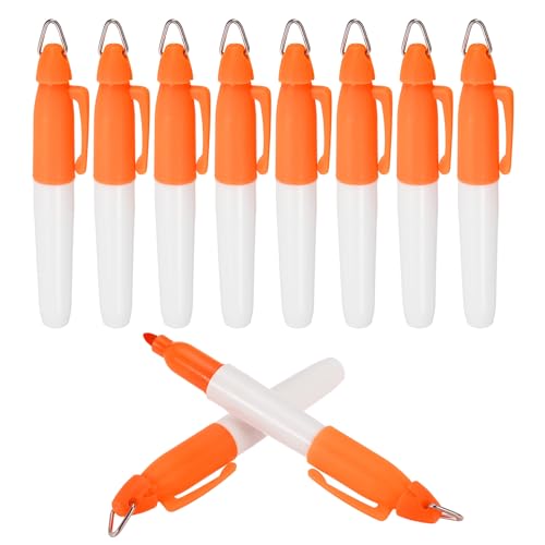 PATIKIL 10 Stück Mini Permanent Marker mit Clips Golfball Marker Stift Abzeichen Tinte Stifte Golf Schlüsselanhänger Clips für Home Office Zubehör Sport Outdoor Aktivitäten, Orange von PATIKIL