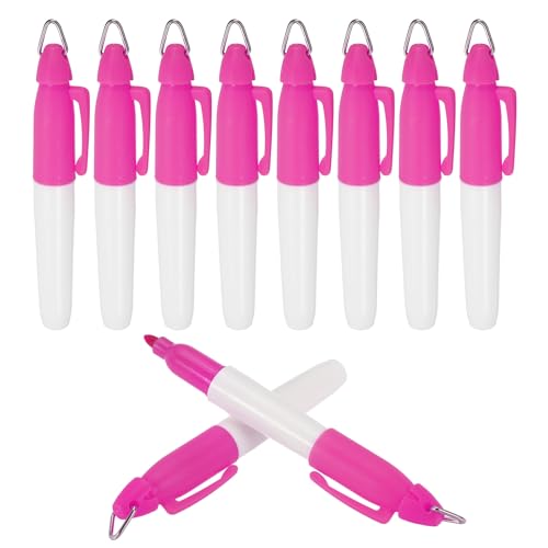 PATIKIL 10 Stück Mini Permanent Marker mit Clips Golfball-Marker Stift Abzeichen Tinte Stifte Golf Schlüsselanhänger Clips für Home Office Zubehör Sport Outdoor-Aktivitäten, Rosarot von PATIKIL