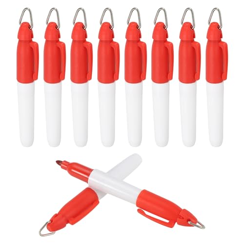 PATIKIL 10 Stück Mini Permanent Marker mit Clips Golfball Marker Stift Abzeichen Tinte Stifte Golf Schlüsselanhänger Clips für Home Office Zubehör Sport Outdoor Aktivitäten, Rot von PATIKIL