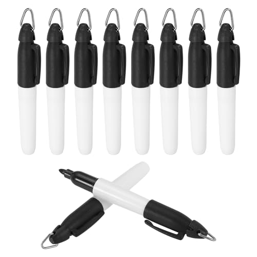 PATIKIL 10 Stück Mini Permanent Marker mit Clips Golfball Marker Stift Abzeichen Tinte Stifte Golf Schlüsselanhänger Clips für Home Office Zubehör Sport Outdoor Aktivitäten, Schwarz von PATIKIL