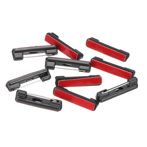 PATIKIL 10 Stück Sicherheitsnadeln, 22mm Selbstklebende Sicherheitsnadeln für Namensschilder, Anstecknadeln Namensschild Pin Bulk Klein mit Flachrücken Klebestreifen, Schwarz von PATIKIL