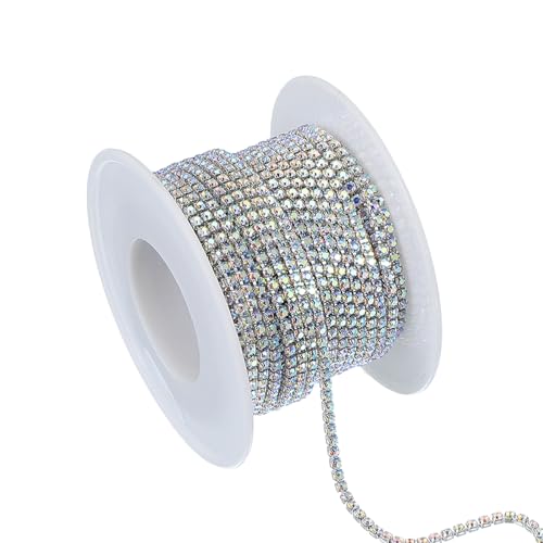 PATIKIL 10 Yards Strasskette, 1 Rolle 2mm Kristall Strasskette Trimmen Schließen Kette Rolle Nähen Bling Diamant Streifen für DIY-Projekte, Silber PATIKIL 10 Yards Strasskette, 1 Rolle 2mm Kristall Strasskette Trimmen Schließen Kette Rolle Nähen Bling Diamant Streifen für DIY-Projekte, Silber von PATIKIL