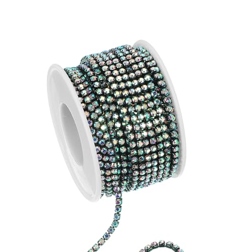 PATIKIL 10 Yards Strasskette, 1 Rolle 3mm Kristall Strasskette Trimmen Nahe Kette Rolle Nähen Bling Diamant Streifen für DIY-Projekte, Multicolor von PATIKIL