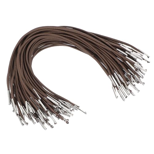 PATIKIL 10 Zoll Elastisches Stacheldraht, 50 Stück 2mm Schlaufe Stretch Rund Schnur mit Metall Stachelverschlüssen für Hüte Masken Menüs Basteln Buch, Khaki (25cm) von PATIKIL