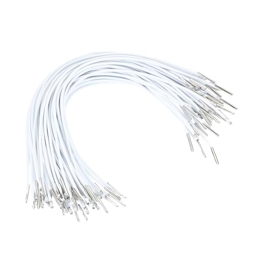 PATIKIL 10 Zoll Elastisches Stacheldraht, 50 Stück 2mm Schlaufe Stretch Rund Schnur mit Metall-Stachelverschlüssen für Hüte Masken Menüs Basteln Buch, Weiß (25cm) von PATIKIL