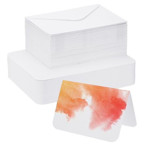 PATIKIL 100 Sets reine Baumwoll-Aquarellkarten 140lb/300 GSM Postkarten mit Umschlägen für Kunstmalerei Kreative Dankesnotizen, 4x6 Zoll faltbare Größe PATIKIL 100 Sets reine Baumwoll-Aquarellkarten 140lb/300 GSM Postkarten mit Umschlägen für Kunstmalerei Kreative Dankesnotizen, 4x6 Zoll faltbare Größe von PATIKIL