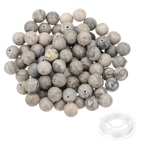 PATIKIL 100 Stück 10mm Naturstein Perlen Grauweiß, Runde Aventurin Edelstein Perlen Glatt Steinperlen Jade Tigerauge Glasperlen Set für Armband Halskette Ohrringe DIY PATIKIL 100 Stück 10mm Naturstein Perlen Grauweiß, Runde Aventurin Edelstein Perlen Glatt Steinperlen Jade Tigerauge Glasperlen Set für Armband Halskette Ohrringe DIY von PATIKIL
