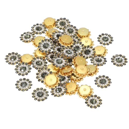 PATIKIL 100 Stück Aufnäh-Rhinestones Kristalle 14mm, 3 Schichten Nähen Blumenkralle Strass Glas Edelsteine Metallbasis für Handwerk Kleid Kleidung Gürtel Dekoration, Hellgrau von PATIKIL