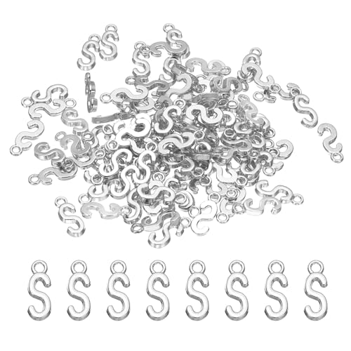 PATIKIL 100 Stück Buchstaben Anhänger Metallbuchstaben, Charme Bulk Niedlich für DIY Schmuckherstellung Ohrringe Halsketten Schlüsselanhänger Handwerk, Dunkles Silber, Buchstabe S von PATIKIL