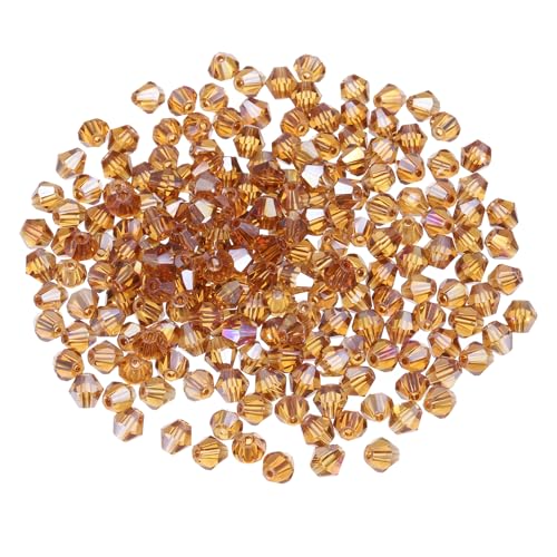 PATIKIL 100 Stück Facettierte Glasperlen, 8mm Kristall Facettierte Perlen, Kristallperlen Zum Auffädeln, Doppelkegel Perlen für Armband, Halskette, Schmuckherstellung DIY, Amber AB von PATIKIL