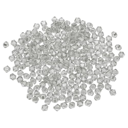 PATIKIL 100 Stück Facettierte Glasperlen, 8mm Kristall Facettierte Perlen, Kristallperlen Zum Auffädeln, Doppelkegel Perlen für Armband, Halskette, Schmuckherstellung DIY, Transparent Grau von PATIKIL