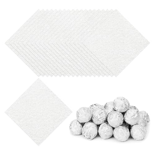 PATIKIL 100 Stück Folie Papier Wrapper, 15x15 cm Aluminiumfolie Bonbonpapier, orangefarbenes Muster Schokolade Verpackungen für Bonbonpapier Ostern, Süßigkeiten und Pralinen, Silber von PATIKIL