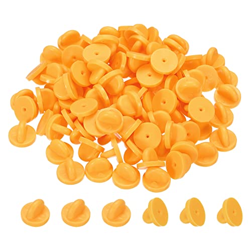 PATIKIL 100 Stück Gummi Nadelrücken Anstecknadel Rück Broschen Halter Dekorative Zubehör für Uniform Badge Hutkrawatte Orange von PATIKIL