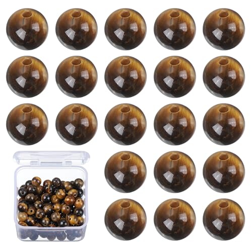 PATIKIL 100 Stück Natursteinperlen, 4mm braune Tigeraugen-Steinperlen für die Schmuckherstellung Armband Halskette Ohrringe Edelstein runde lose Perlen DIY Geschenke für Frauen von PATIKIL