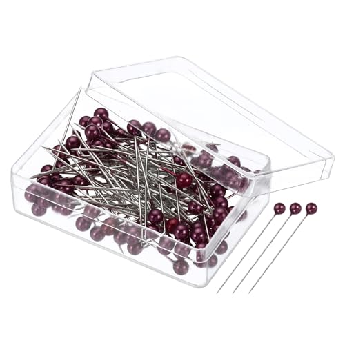 PATIKIL 100 Stück Stecknadeln mit Kopf Groß, 38mm Nähnadeln Pins Nähen mit Plastik Perlenförmig für Stoff Dekorativ Schmuck Basteln und Nähen Projekt, Dunkelrot PATIKIL 100 Stück Stecknadeln mit Kopf Groß, 38mm Nähnadeln Pins Nähen mit Plastik Perlenförmig für Stoff Dekorativ Schmuck Basteln und Nähen Projekt, Dunkelrot von PATIKIL
