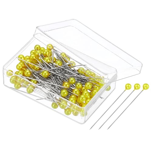 PATIKIL 100 Stück Stecknadeln mit Kopf Groß, 38mm Nähnadeln Pins Nähen mit Plastik Perlenförmig für Stoff Dekorativ Schmuck Basteln und Nähen Projekt, Golden PATIKIL 100 Stück Stecknadeln mit Kopf Groß, 38mm Nähnadeln Pins Nähen mit Plastik Perlenförmig für Stoff Dekorativ Schmuck Basteln und Nähen Projekt, Golden von PATIKIL