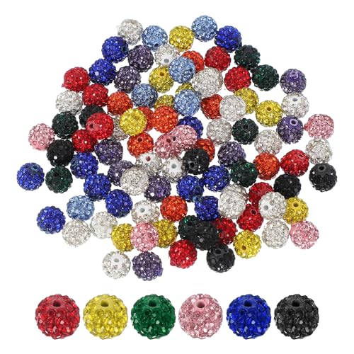 PATIKIL 100 Stück Strassperlen Große Perlen zum Auffädeln, 10mm Glänzende Runde Disco Ball Clay Perlen Loch Glitzerperlen für Armbänder Halskette DIY Basteln Schmuckherstellung, 10 Farben PATIKIL 100 Stück Strassperlen Große Perlen zum Auffädeln, 10mm Glänzende Runde Disco Ball Clay Perlen Loch Glitzerperlen für Armbänder Halskette DIY Basteln Schmuckherstellung, 10 Farben von PATIKIL
