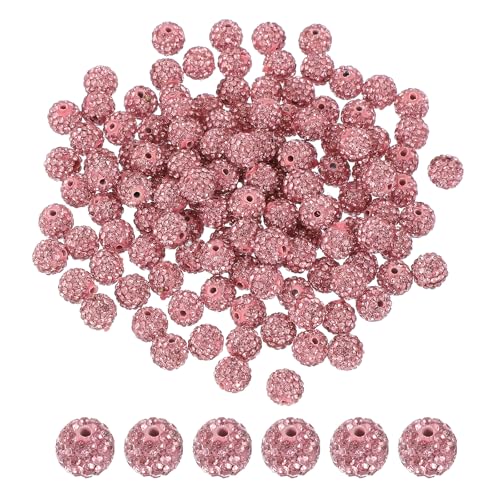 PATIKIL 100 Stück Strassperlen Große Perlen zum Auffädeln, 10mm Glänzende Runde Disco Ball Clay Perlen Loch Glitzerperlen für Armbänder Halskette DIY Basteln Schmuckherstellung, Dunkelrosa PATIKIL 100 Stück Strassperlen Große Perlen zum Auffädeln, 10mm Glänzende Runde Disco Ball Clay Perlen Loch Glitzerperlen für Armbänder Halskette DIY Basteln Schmuckherstellung, Dunkelrosa von PATIKIL