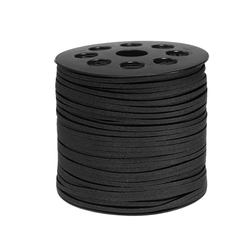 PATIKIL 100 Yards Flach Wildleder Kordel 2.7mm Leder Schnurspitze Kunstleder Kordel mit Rolle Spule für Schmuck Herstellung Armband Halskette Perlen Basteln Schwarz PATIKIL 100 Yards Flach Wildleder Kordel 2.7mm Leder Schnurspitze Kunstleder Kordel mit Rolle Spule für Schmuck Herstellung Armband Halskette Perlen Basteln Schwarz von PATIKIL