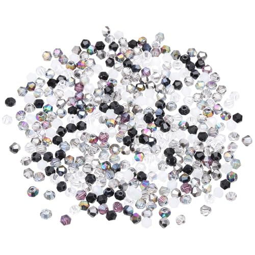 PATIKIL 1000 Stück Facettierte Glasperlen, 4mm Kristall Facettierte Perlen, Kristallperlen Zum Auffädeln, Doppelkegel Perlen für Armband, Halskette, Schmuckherstellung DIY, Mischfarben von PATIKIL