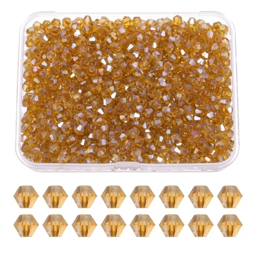 PATIKIL 1000 Stück Facettierte Glasperlen, 3mm Kristall Facettierte Perlen, Kristallperlen Zum Auffädeln, Doppelkegel Perlen mit Box für Armband, Halskette, Schmuckherstellung, Amber AB PATIKIL 1000 Stück Facettierte Glasperlen, 3mm Kristall Facettierte Perlen, Kristallperlen Zum Auffädeln, Doppelkegel Perlen mit Box für Armband, Halskette, Schmuckherstellung, Amber AB von PATIKIL