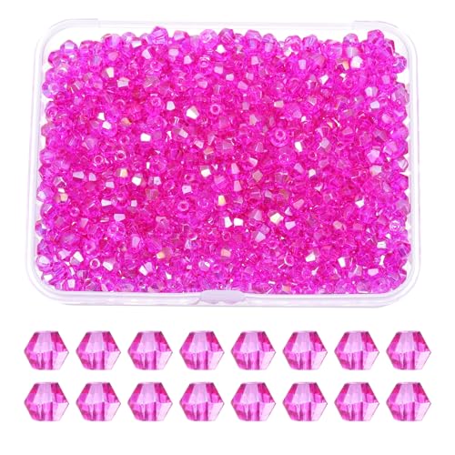 PATIKIL 1000 Stück Facettierte Glasperlen, 3mm Kristall Facettierte Perlen, Kristallperlen Zum Auffädeln, Doppelkegel Perlen mit Box für Armband, Halskette, Schmuckherstellung, Rose Rot AB PATIKIL 1000 Stück Facettierte Glasperlen, 3mm Kristall Facettierte Perlen, Kristallperlen Zum Auffädeln, Doppelkegel Perlen mit Box für Armband, Halskette, Schmuckherstellung, Rose Rot AB von PATIKIL
