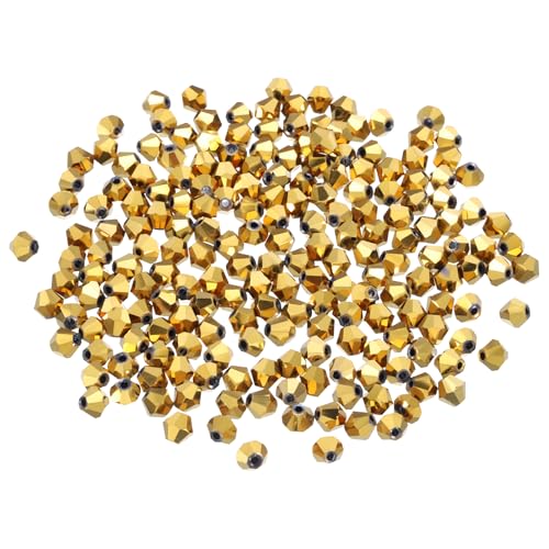 PATIKIL 1000 Stück Facettierte Glasperlen, 4mm Kristall Facettierte Perlen, Kristallperlen Zum Auffädeln, Doppelkegel Perlen für Armband, Halskette, Schmuckherstellung DIY, Goldton von PATIKIL