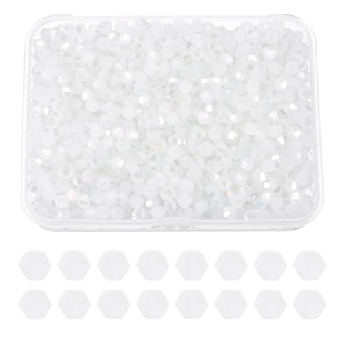 PATIKIL 1000 Stück Facettierte Glasperlen, 4mm Kristall Facettierte Perlen, Kristallperlen Zum Auffädeln, Doppelkegel Perlen mit Box für Armband, Halskette, Schmuckherstellung, Reinweiß AB PATIKIL 1000 Stück Facettierte Glasperlen, 4mm Kristall Facettierte Perlen, Kristallperlen Zum Auffädeln, Doppelkegel Perlen mit Box für Armband, Halskette, Schmuckherstellung, Reinweiß AB von PATIKIL