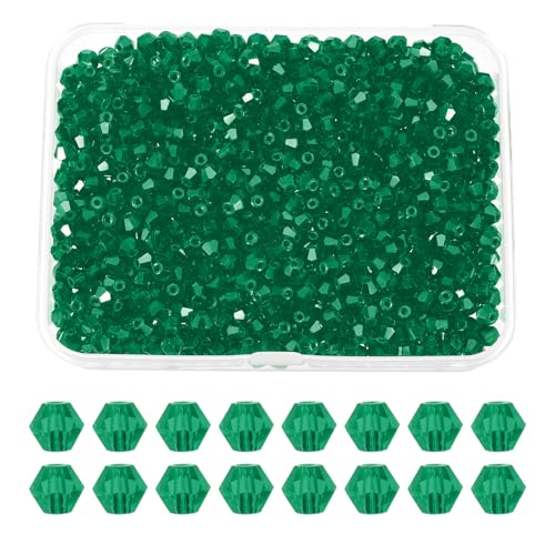 PATIKIL 1000 Stück Facettierte Glasperlen, 4mm Kristall Facettierte Perlen, Kristallperlen Zum Auffädeln, Doppelkegel Perlen mit Box für Armband, Halskette, Schmuckherstellung DIY, Grün PATIKIL 1000 Stück Facettierte Glasperlen, 4mm Kristall Facettierte Perlen, Kristallperlen Zum Auffädeln, Doppelkegel Perlen mit Box für Armband, Halskette, Schmuckherstellung DIY, Grün von PATIKIL