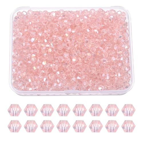 PATIKIL 1000 Stück Facettierte Glasperlen, 4mm Kristall Facettierte Perlen, Kristallperlen Zum Auffädeln, Doppelkegel Perlen mit Box für Armband, Halskette, Schmuckherstellung DIY, Pink AB PATIKIL 1000 Stück Facettierte Glasperlen, 4mm Kristall Facettierte Perlen, Kristallperlen Zum Auffädeln, Doppelkegel Perlen mit Box für Armband, Halskette, Schmuckherstellung DIY, Pink AB von PATIKIL