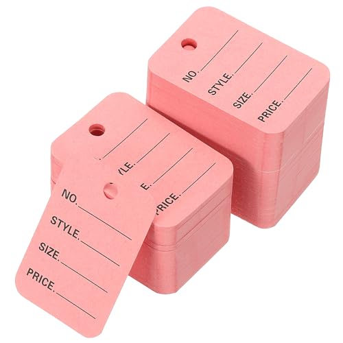 PATIKIL 1000 Stück Preisschilder, 2x1,4 Zoll Kleidung Preisetiketten Leerwaren Kennzeichnungsetiketten Größe Stil Preis Perforiertes Papier zum Aufhängen für den Einzelhandelsladen, Pink von PATIKIL
