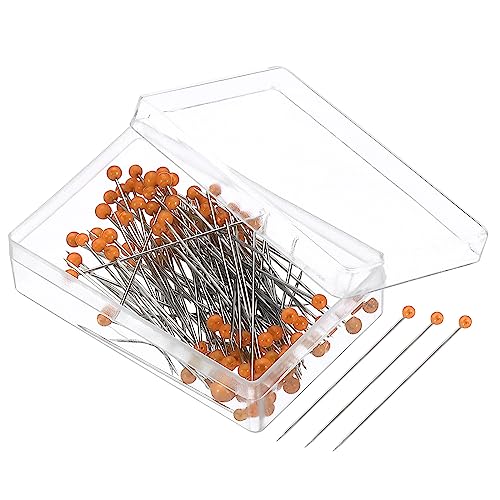PATIKIL 100 Stück Stecknadeln mit Kopf Groß, 37mm Nähnadeln Pins Pin mit Perlenförmig Kugel Kopf für Stoff Dekorativ Kleider Herstellung Basteln, Orange PATIKIL 100 Stück Stecknadeln mit Kopf Groß, 37mm Nähnadeln Pins Pin mit Perlenförmig Kugel Kopf für Stoff Dekorativ Kleider Herstellung Basteln, Orange von PATIKIL