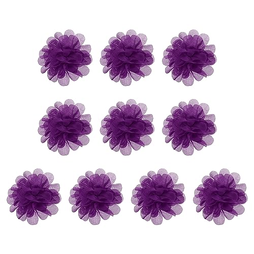 PATIKIL 10Stk 2.8" Chiffon Blumen Netz Stoff Blumen Nähen Gewebe Ornamente Stirnband Verzierungen für Heimwerker Handwerk Hochzeit Dekor Fuchsia von PATIKIL