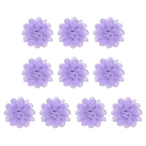 PATIKIL 10Stk 3.9" Chiffon Blumen Netz Stoff Blumen Nähen Gewebe Ornamente Stirnband Verzierungen für Heimwerker Handwerk Hochzeit Dekor Lavendel von PATIKIL