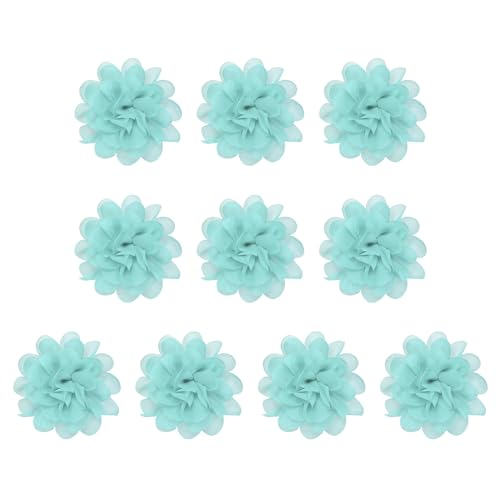 PATIKIL 10Stk 3.9" Chiffon Blumen Netz Stoff Blumen Nähen Gewebe Ornamente Stirnband Verzierungen für Heimwerker Handwerk Hochzeit Dekor Minzgrün von PATIKIL